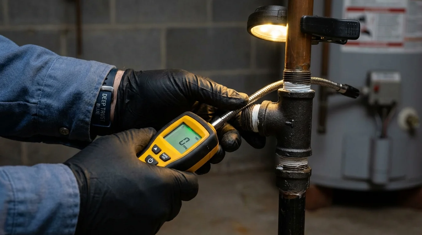 Gas leak detection with electronic sniffer by Johns Plumbing LLC in Bandon